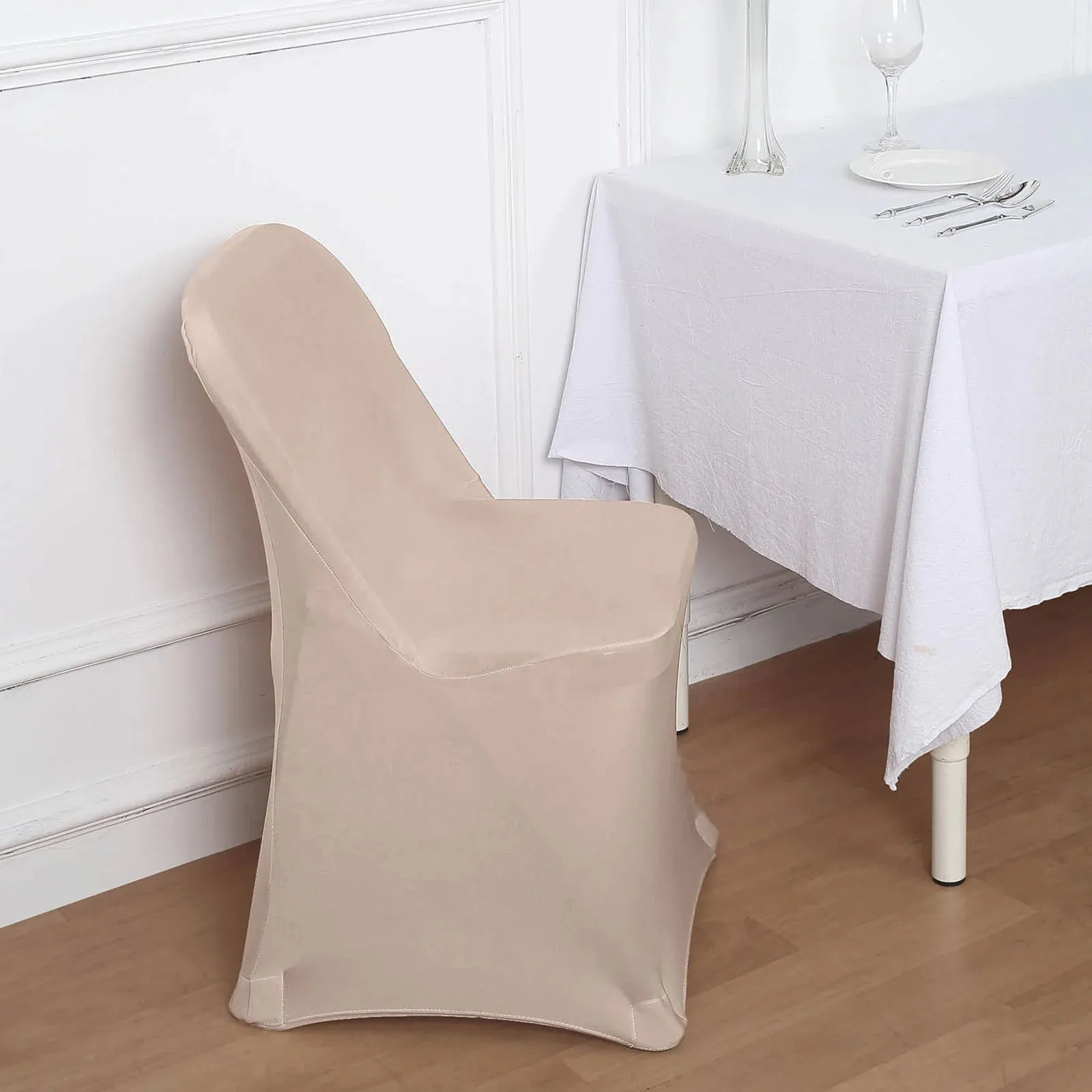 10 Pack Nude Spandex Folding Slip On Chair Covers, Stretch Fitted Chair Covers - 160 GSM