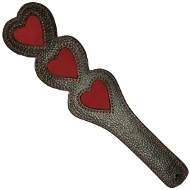 3 Heart Grain Leather Paddle