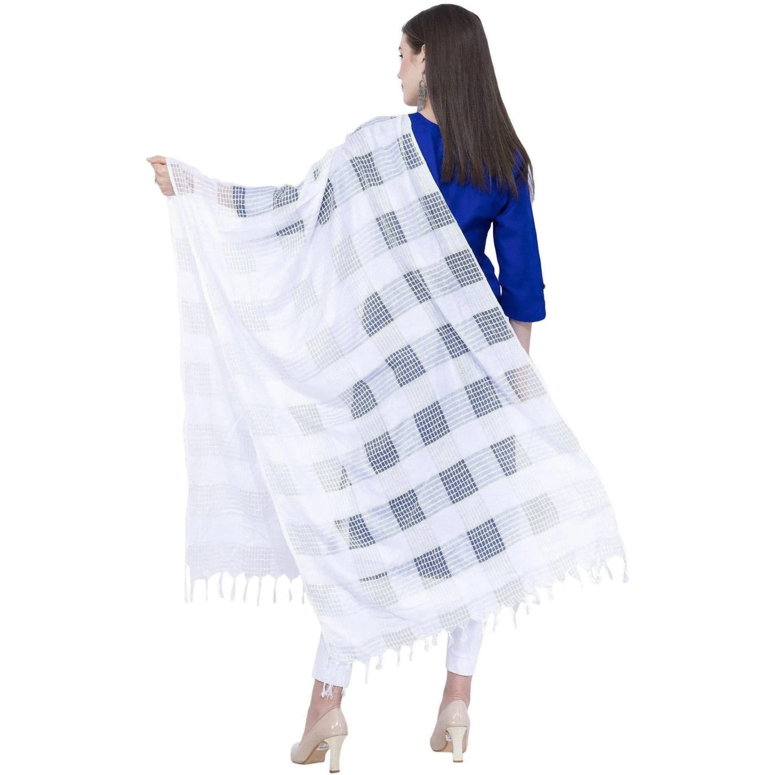 A R Silk Off White Color Window Square Cotton Dupattas and Chunnis