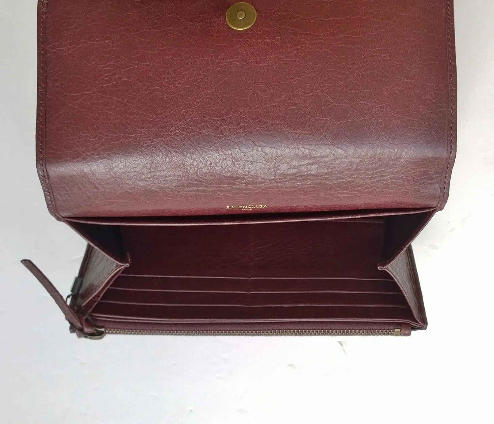 Balenciaga Burgundy Leather Moto City Classic Wallet