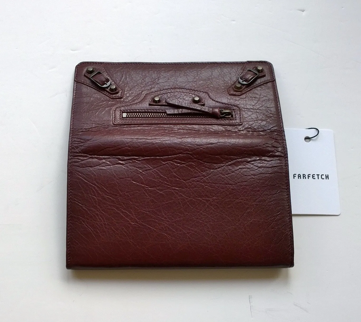 Balenciaga Burgundy Leather Moto City Classic Wallet