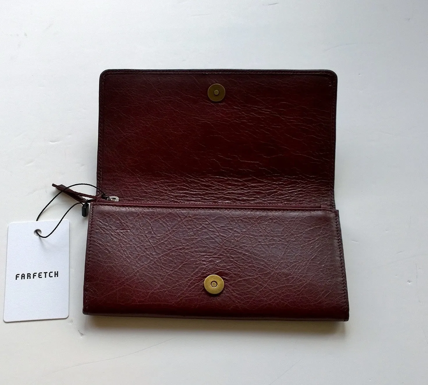 Balenciaga Burgundy Leather Moto City Classic Wallet