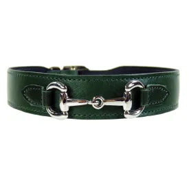 Belmont Dog Collar in Ivy Green & Nickel