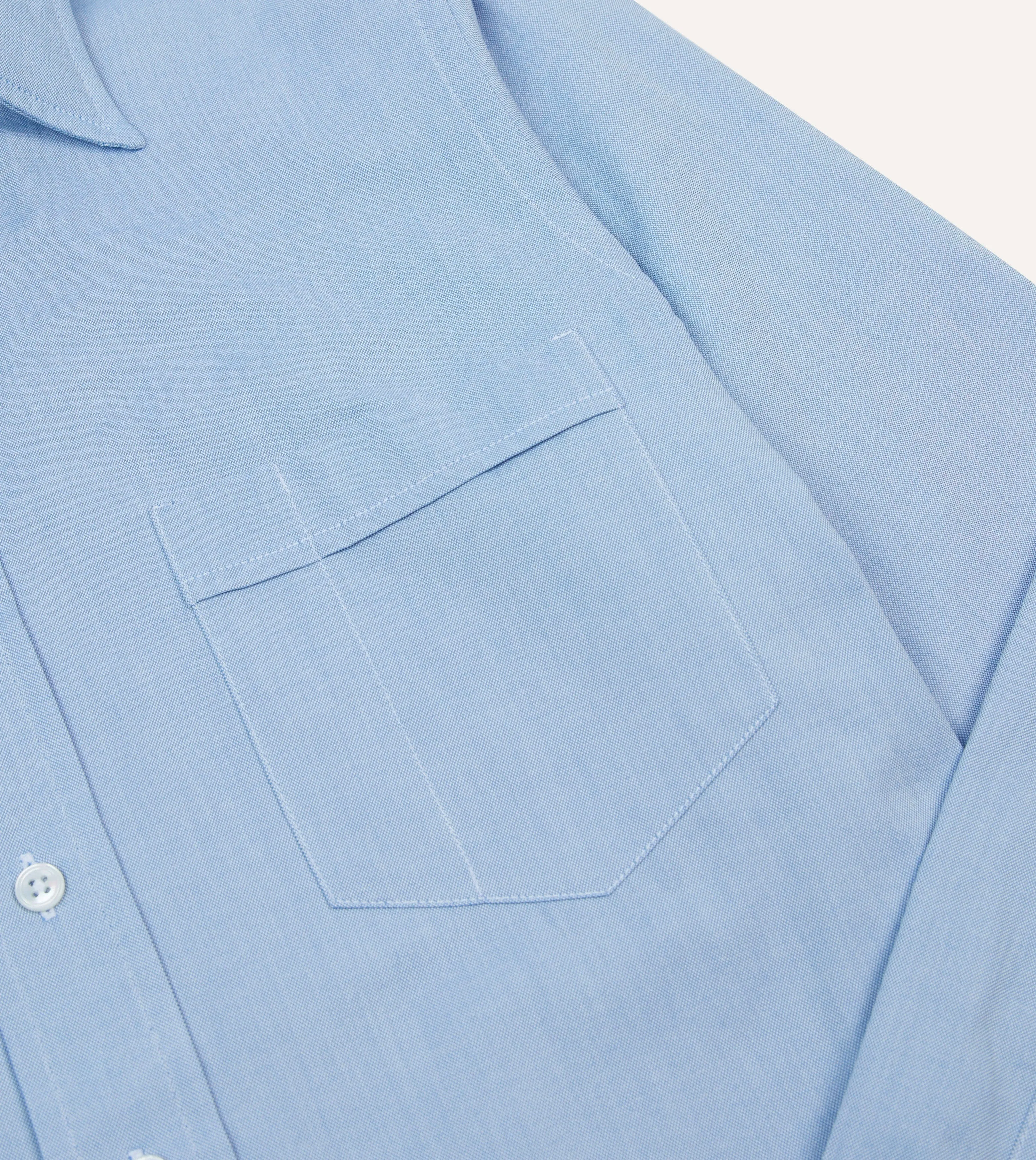 Blue Pinpoint Oxford Cotton Cloth Long Point Collar Shirt