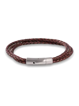 Braided Leather Bracelet - Brown