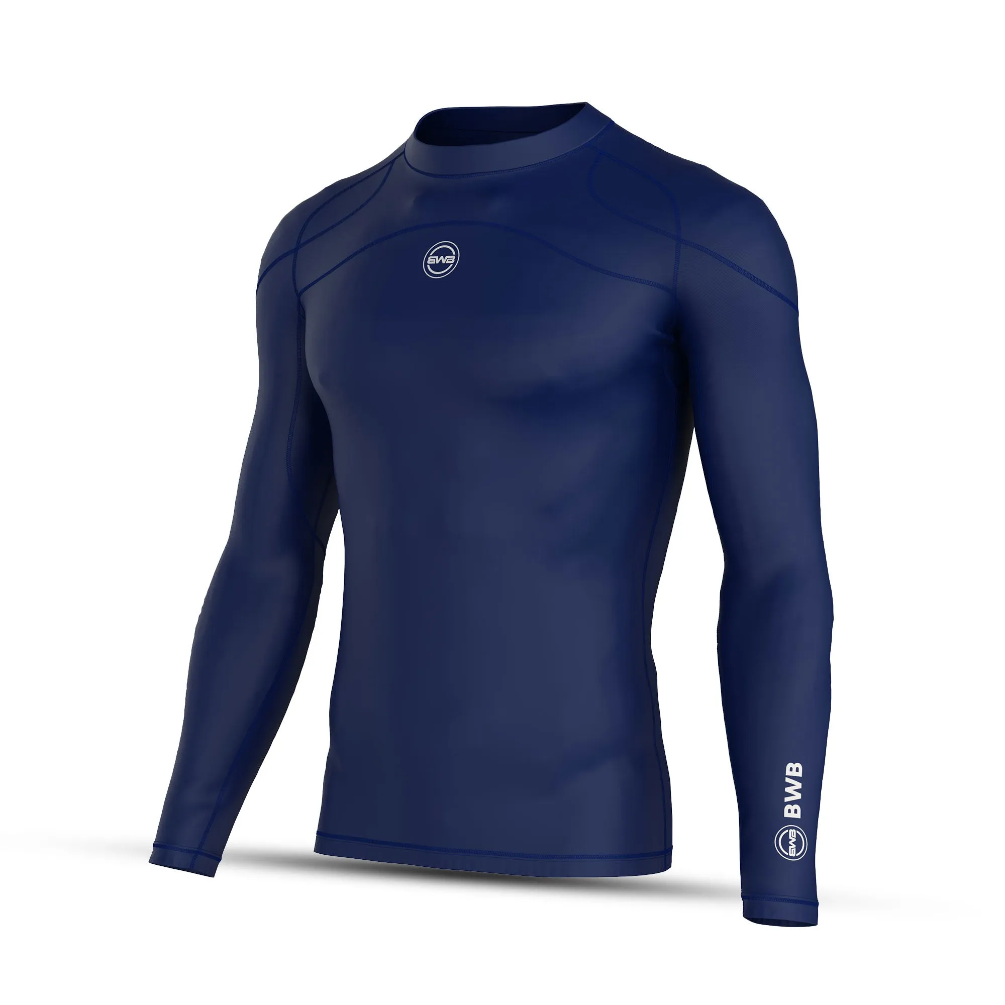 BWB Men's Navy Blue Long Sleeve Baselayer Compression Shirt & Leggings Set