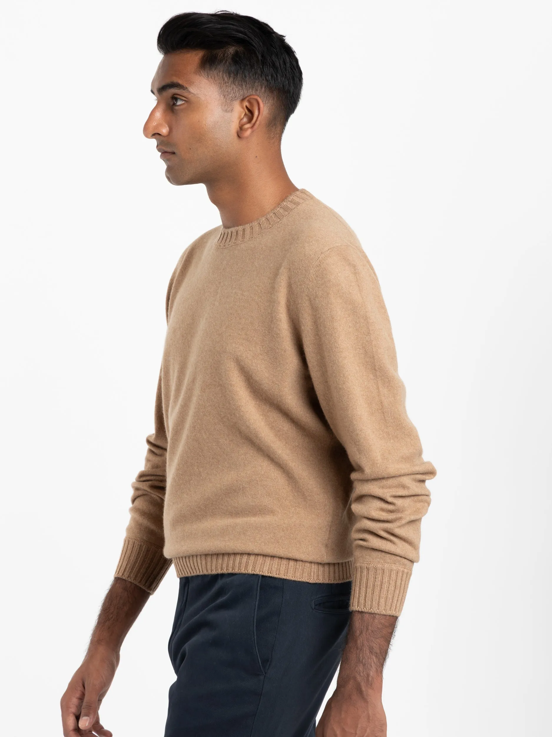 Camel Brown Felt Cashmere Sweater