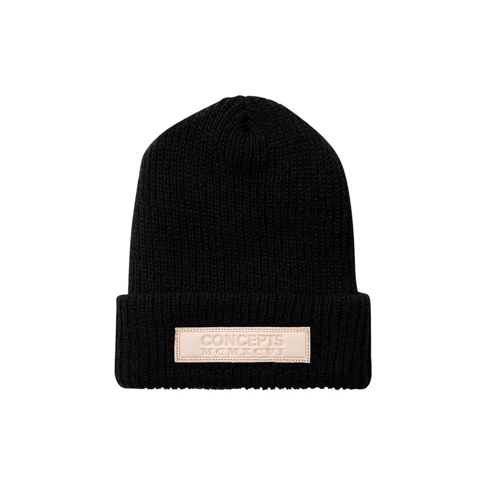 Concepts Leather Patch Beanie (Black)