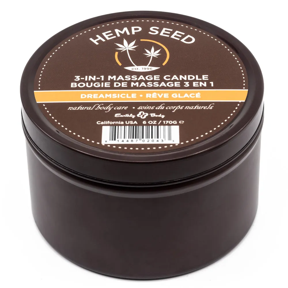 Earthly Body Hemp Seed 3-In-1 Massage Candle - Dreamsicle Scent