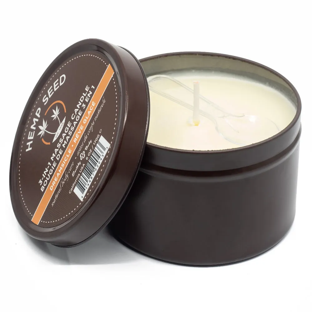 Earthly Body Hemp Seed 3-In-1 Massage Candle - Dreamsicle Scent