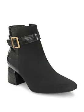 Elegant Onyx Suede Leather Bootie For Women