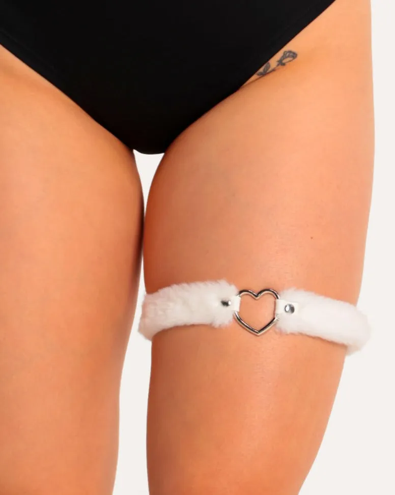 Furry Heart Single Leg Garter