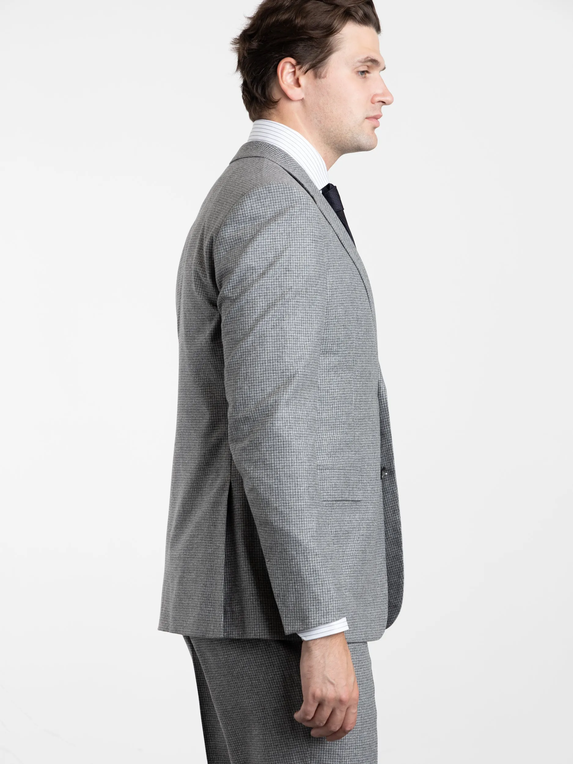 Grey Check Wool-Silk-Cashmere Suit