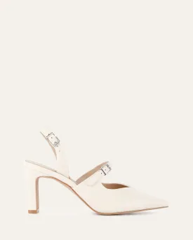 INGRID MID HEEL OFF WHITE LEATHER