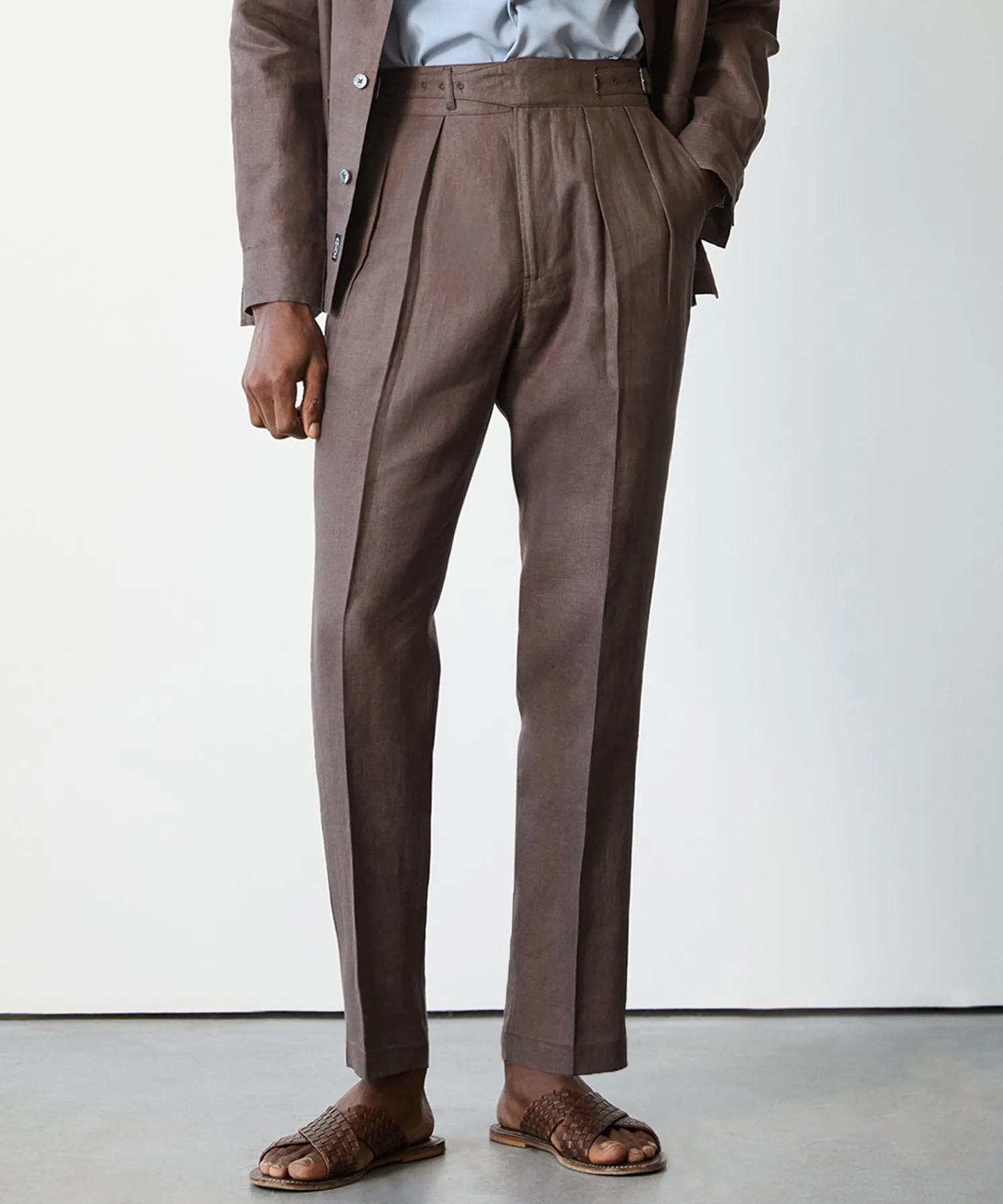 Dark Brown Irish Linen Gurkha Trousers