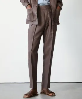 Dark Brown Irish Linen Gurkha Trousers