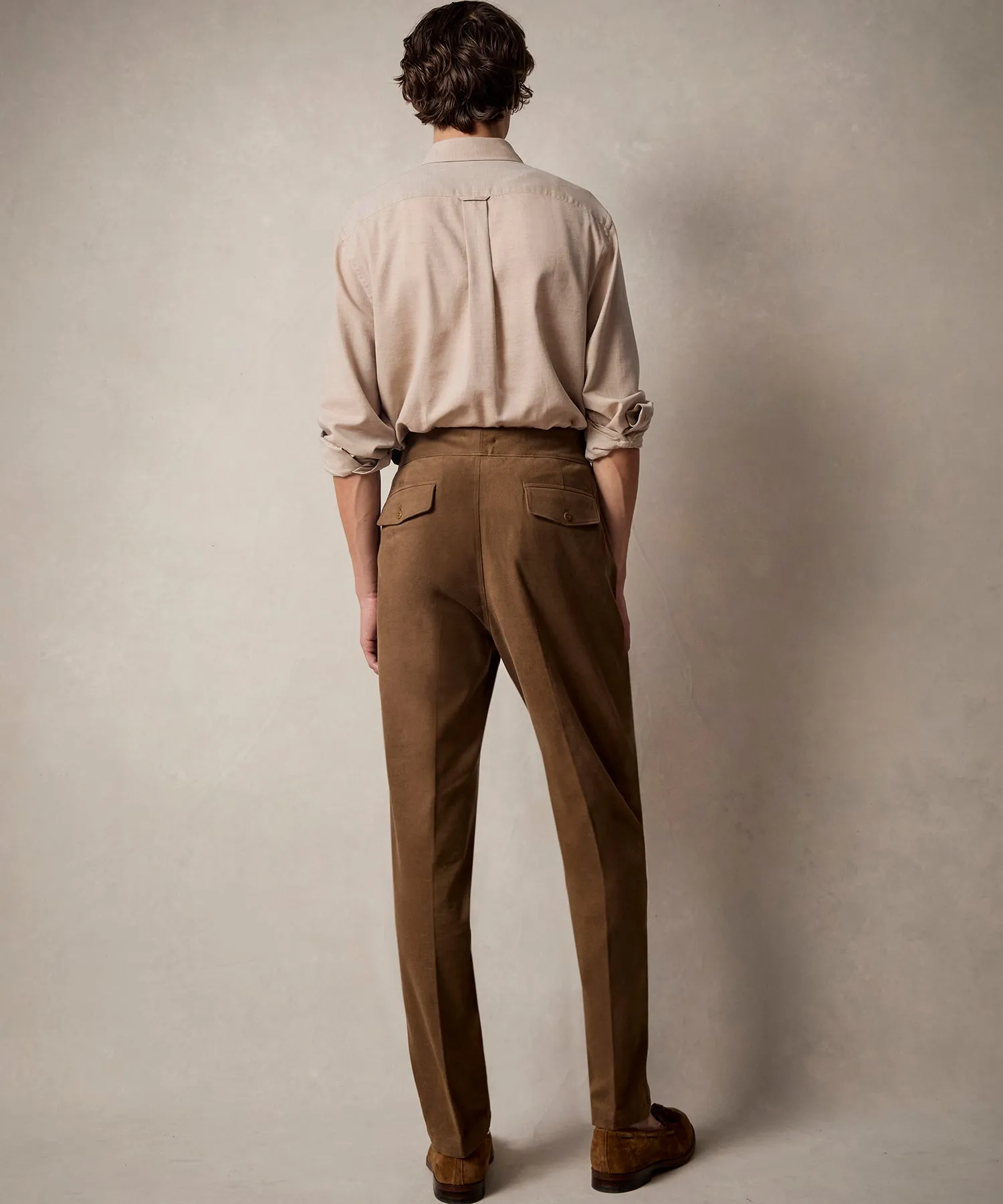 Italian Brushed Cotton Gurkha Trouser in Light Brown