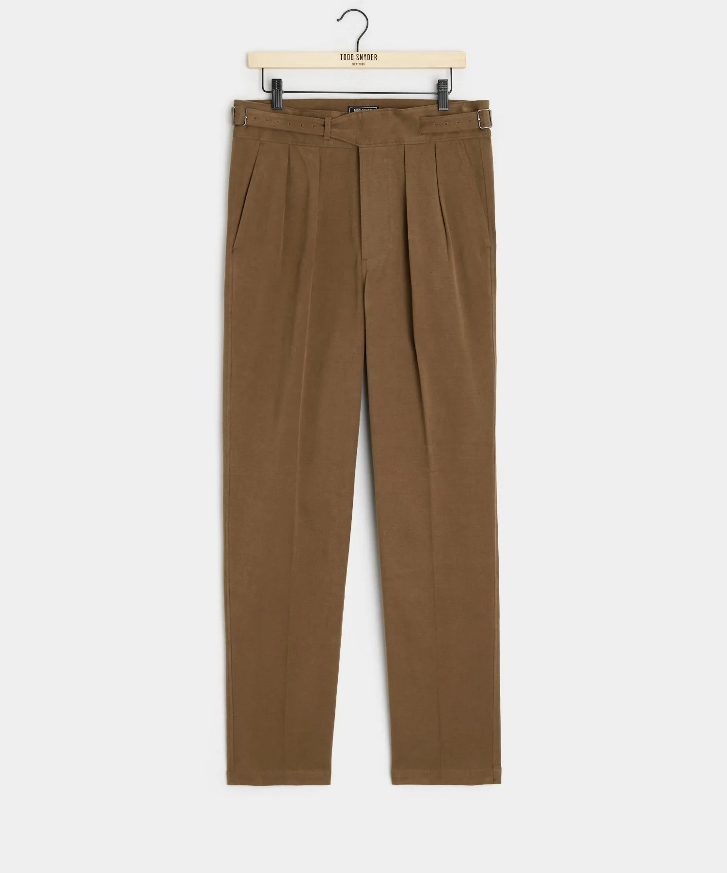 Italian Brushed Cotton Gurkha Trouser in Light Brown