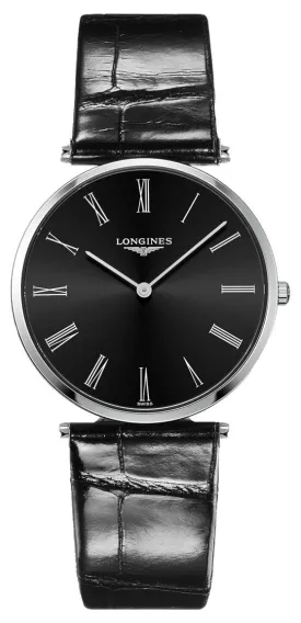 Longines La Grand Classique Stainless Steel Black Dial Black Leather Strap Quartz Unisex Watch L4.755.4.51.2