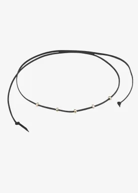 Mara Black And Gold Leather Necklace 14k Gold Filled