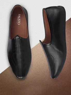 Men Black Ethnic Slip-On Fashion Style Jutis & Mojaris