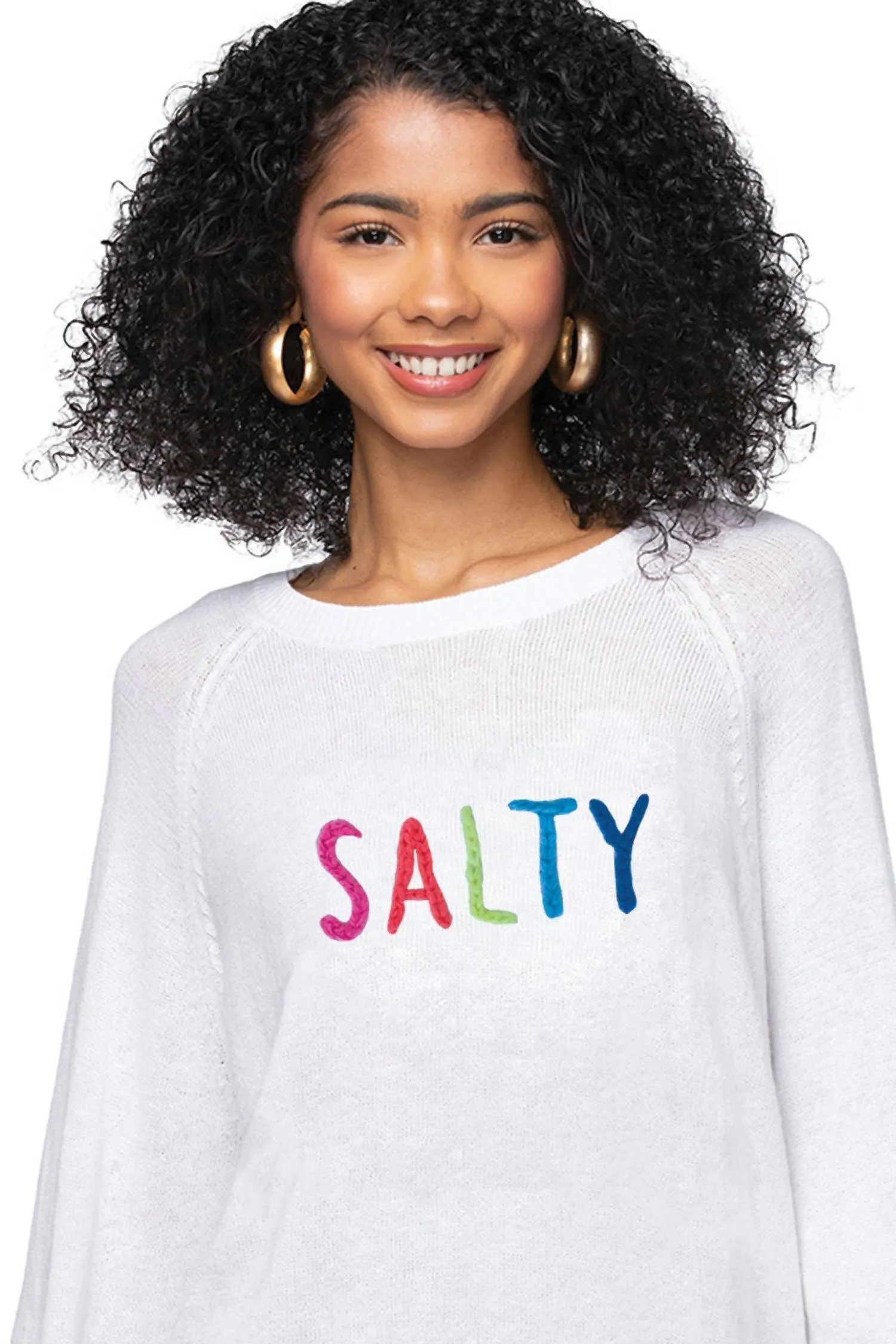 "salty" Embroidered Sweater In White