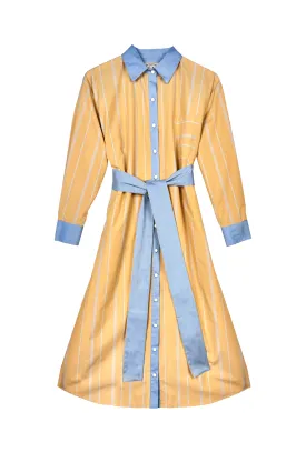 SAMPLE - Boyfriend Shirtdress MIDI - Clementine Stripe