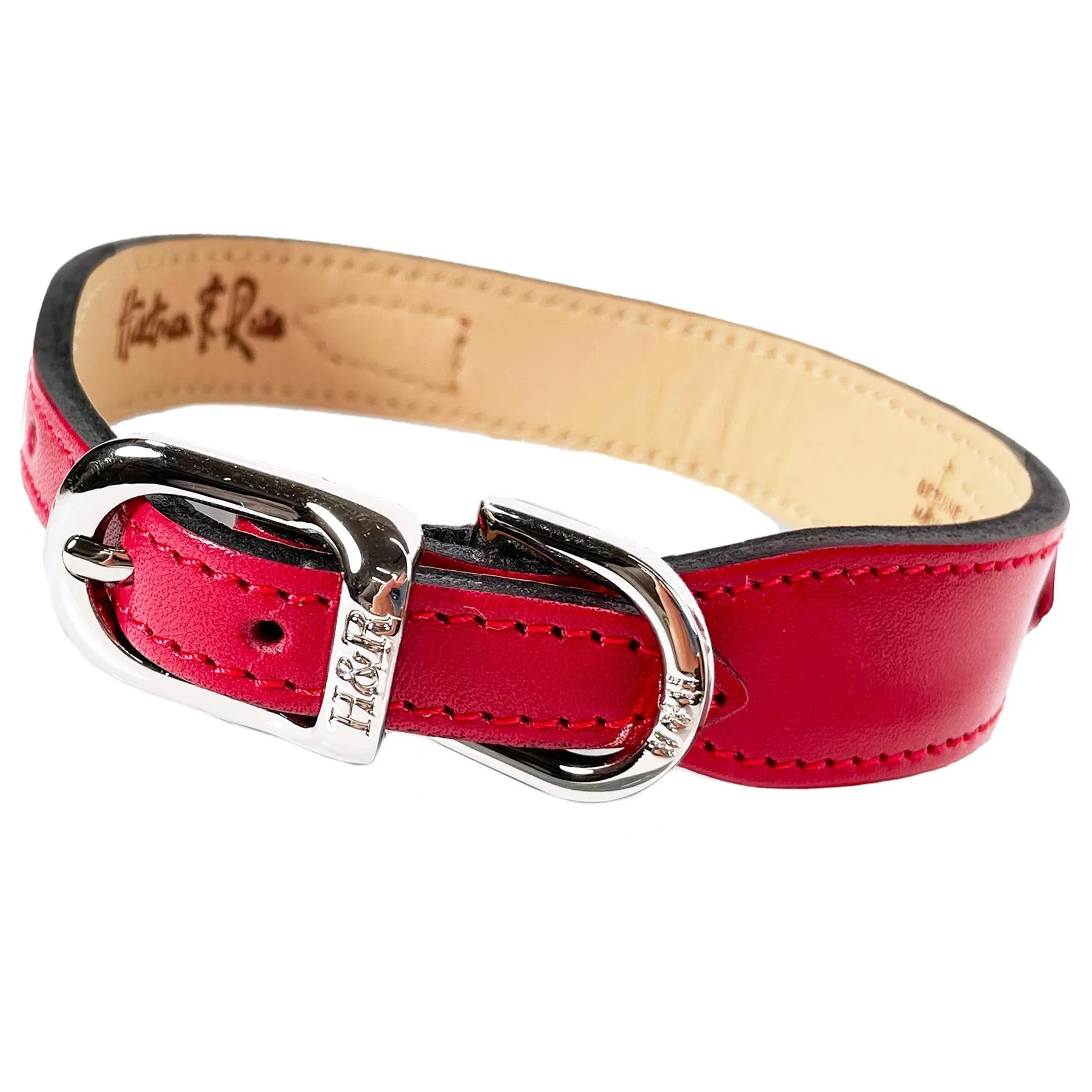 Signature Dog Collar in Ferrari Red & Nickel