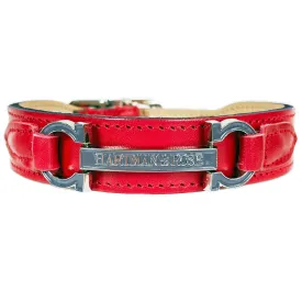 Signature Dog Collar in Ferrari Red & Nickel