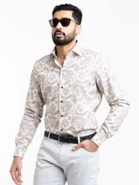 White/Brown Paisley Dobby Shirt