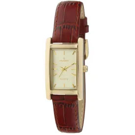 Women's 34x20mm Contour Dress Watch Brown Leather Strap